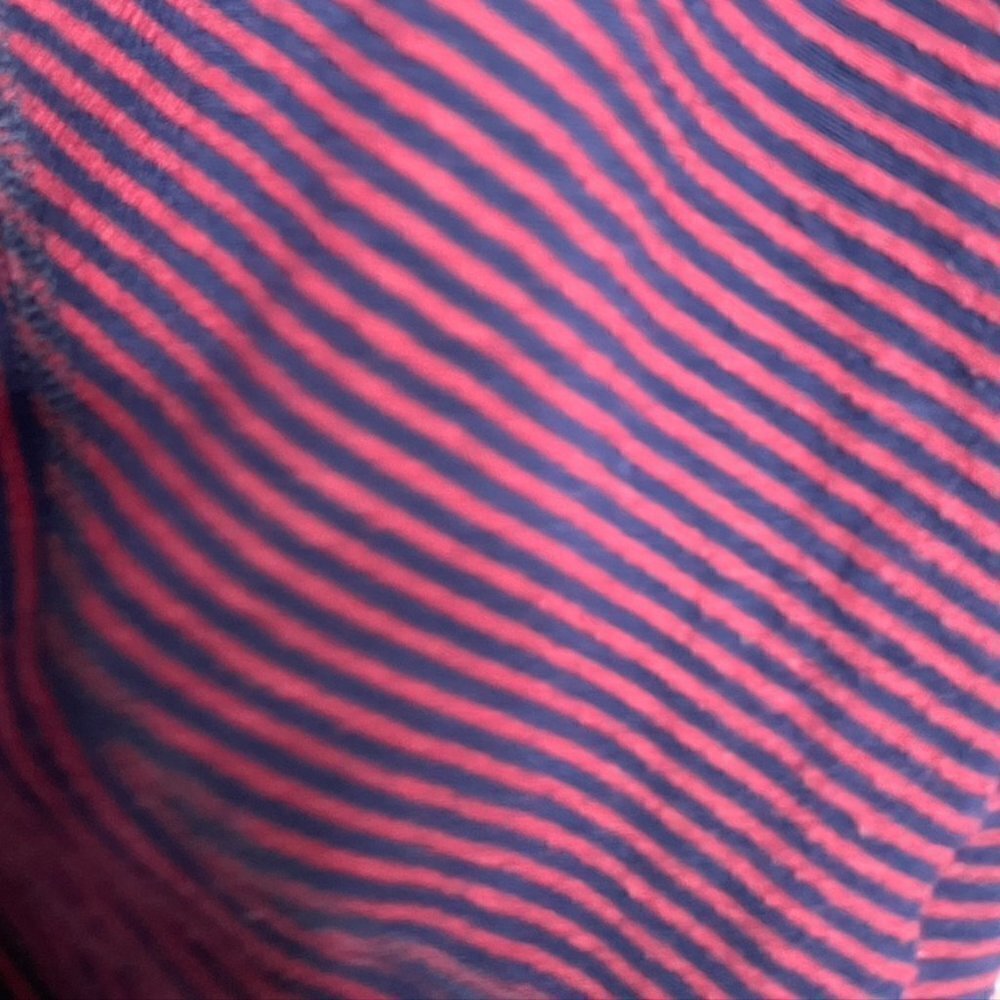 Anthropologie Sundry Striped Comfortable Cozy Cardigan Navy Maroon Size 2 M - Picture 9 of 11